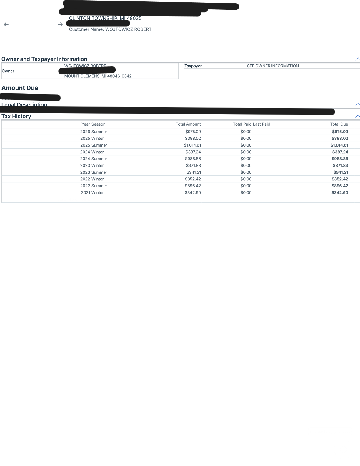 Public tax payment record associated with Kendyll Kay LLC and Robert Wojtowicz, document 24